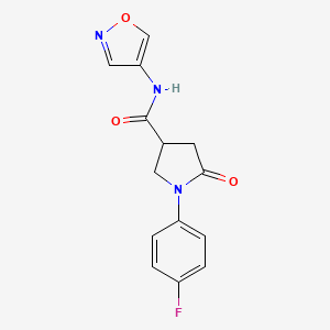 molecular formula C14H12FN3O3 B2654792 1-(4-fluorophenyl)-N-(1,2-oxazol-4-yl)-5-oxopyrrolidine-3-carboxamide CAS No. 1396758-64-7