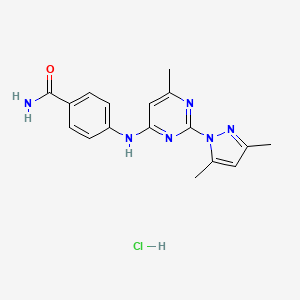 B2654798 4-((2-(3,5-dimethyl-1H-pyrazol-1-yl)-6-methylpyrimidin-4-yl)amino)benzamide hydrochloride CAS No. 1331260-12-8