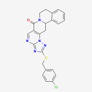 molecular formula C23H18ClN5OS B2654801 6-[(4-chlorophenyl)methylsulfanyl]-4,5,7,9,13-pentazapentacyclo[11.8.0.03,11.04,8.016,21]henicosa-3(11),5,7,9,16,18,20-heptaen-12-one CAS No. 344262-99-3