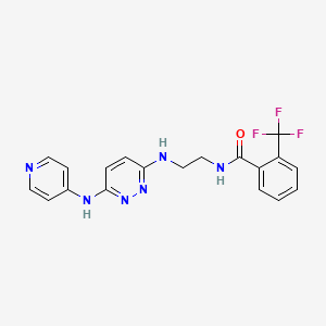 molecular formula C19H17F3N6O B2654910 N-(2-((6-(pyridin-4-ylamino)pyridazin-3-yl)amino)ethyl)-2-(trifluoromethyl)benzamide CAS No. 1021073-41-5