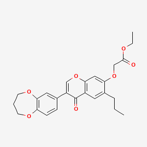 molecular formula C25H26O7 B2654916 ethyl 2-((3-(3,4-dihydro-2H-benzo[b][1,4]dioxepin-7-yl)-4-oxo-6-propyl-4H-chromen-7-yl)oxy)acetate CAS No. 610762-64-6