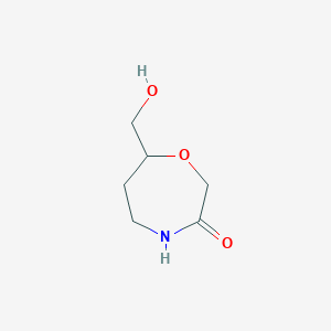 molecular formula C6H11NO3 B2654938 7-(Hydroxymethyl)-1,4-oxazepan-3-one CAS No. 2288710-02-9