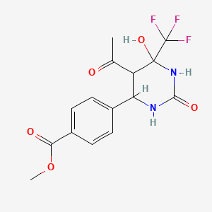 molecular formula C15H15F3N2O5 B2654966 Methyl 4-[5-acetyl-6-hydroxy-2-oxo-6-(trifluoromethyl)-1,3-diazinan-4-yl]benzoate CAS No. 1005037-99-9