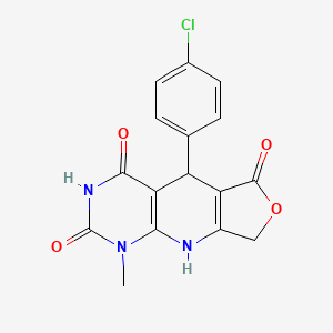 molecular formula C16H12ClN3O4 B2654991 8-(4-Chlorophenyl)-13-methyl-5-oxa-2,11,13-triazatricyclo[7.4.0.0^{3,7}]trideca-1(9),3(7)-diene-6,10,12-trione CAS No. 863668-63-7