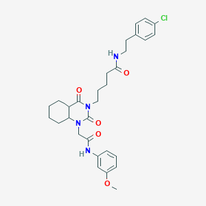 N-[2-(4-chlorophenyl)ethyl]-5-[1-[2-(3-methoxyanilino)-2-oxoethyl]-2,4-dioxo-4a,5,6,7,8,8a-hexahydroquinazolin-3-yl]pentanamide