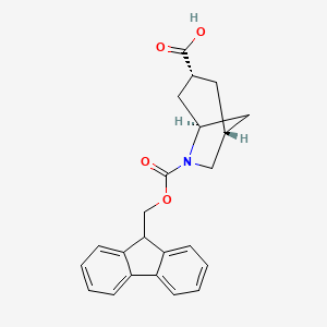 molecular formula C23H23NO4 B2655037 rac-(1R,3R,5R)-6-{[(9H-fluoren-9-yl)methoxy]carbonyl}-6-azabicyclo[3.2.1]octane-3-carboxylicacid,exo CAS No. 2375248-95-4