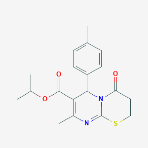 molecular formula C19H22N2O3S B2655044 propan-2-yl 8-methyl-6-(4-methylphenyl)-4-oxo-2H,3H,4H,6H-pyrimido[2,1-b][1,3]thiazine-7-carboxylate CAS No. 384351-63-7