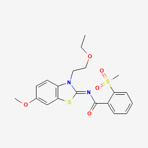 (E)-N-(3-(2-ethoxyethyl)-6-methoxybenzo[d]thiazol-2(3H)-ylidene)-2-(methylsulfonyl)benzamide