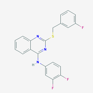 molecular formula C21H14F3N3S B2655088 N-(3,4-difluorophenyl)-2-{[(3-fluorophenyl)methyl]sulfanyl}quinazolin-4-amine CAS No. 688356-02-7