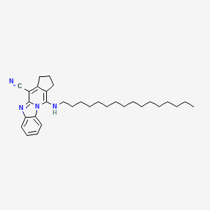 molecular formula C31H44N4 B2655090 11-(hexadecylamino)-2,3-dihydro-1H-benzo[4,5]imidazo[1,2-a]cyclopenta[d]pyridine-4-carbonitrile CAS No. 305334-92-3