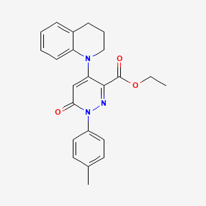 molecular formula C23H23N3O3 B2655118 Ethyl 1-(4-methylphenyl)-6-oxo-4-(1,2,3,4-tetrahydroquinolin-1-yl)-1,6-dihydropyridazine-3-carboxylate CAS No. 922015-86-9