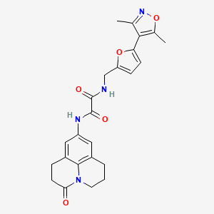 molecular formula C24H24N4O5 B2655141 N-{[5-(3,5-dimethyl-1,2-oxazol-4-yl)furan-2-yl]methyl}-N'-{2-oxo-1-azatricyclo[7.3.1.0^{5,13}]trideca-5,7,9(13)-trien-7-yl}ethanediamide CAS No. 2415632-10-7