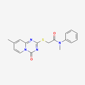 molecular formula C17H16N4O2S B2655147 N-methyl-2-({8-methyl-4-oxo-4H-pyrido[1,2-a][1,3,5]triazin-2-yl}sulfanyl)-N-phenylacetamide CAS No. 896335-57-2