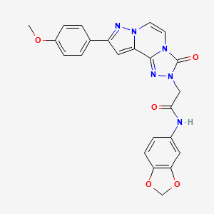 molecular formula C23H18N6O5 B2655162 N-(1,3-benzodioxol-5-yl)-2-[11-(4-methoxyphenyl)-5-oxo-3,4,6,9,10-pentazatricyclo[7.3.0.02,6]dodeca-1(12),2,7,10-tetraen-4-yl]acetamide CAS No. 1207027-83-5