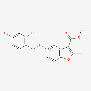 molecular formula C18H14ClFO4 B2655185 Methyl 5-[(2-chloro-4-fluorophenyl)methoxy]-2-methyl-1-benzofuran-3-carboxylate CAS No. 433702-21-7