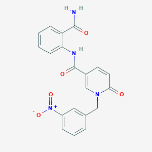 molecular formula C20H16N4O5 B2655235 N-(2-carbamoylphenyl)-1-[(3-nitrophenyl)methyl]-6-oxo-1,6-dihydropyridine-3-carboxamide CAS No. 942010-10-8