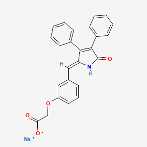 molecular formula C25H18NNaO4 B2655255 sodium;2-[3-[(Z)-(5-oxo-3,4-diphenylpyrrol-2-ylidene)methyl]phenoxy]acetate CAS No. 1202075-60-2