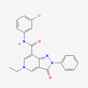 molecular formula C21H17ClN4O2 B2655313 N-(3-chlorophenyl)-5-ethyl-3-oxo-2-phenyl-2H,3H,5H-pyrazolo[4,3-c]pyridine-7-carboxamide CAS No. 923145-81-7