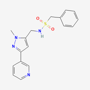 molecular formula C17H18N4O2S B2655318 N-((1-methyl-3-(pyridin-3-yl)-1H-pyrazol-5-yl)methyl)-1-phenylmethanesulfonamide CAS No. 2034552-08-2