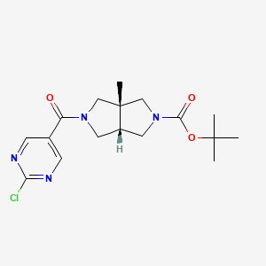 molecular formula C17H23ClN4O3 B2655322 Tert-butyl (3aR,6aS)-2-(2-chloropyrimidine-5-carbonyl)-3a-methyl-3,4,6,6a-tetrahydro-1H-pyrrolo[3,4-c]pyrrole-5-carboxylate CAS No. 2402789-94-8