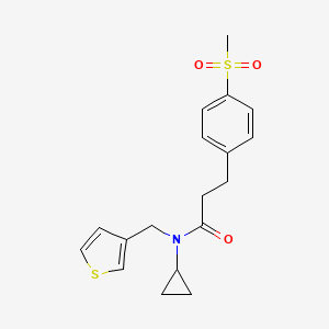 molecular formula C18H21NO3S2 B2655349 N-cyclopropyl-3-(4-(methylsulfonyl)phenyl)-N-(thiophen-3-ylmethyl)propanamide CAS No. 2034550-18-8