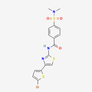 molecular formula C16H14BrN3O3S3 B2655353 N-[4-(5-bromothiophen-2-yl)-1,3-thiazol-2-yl]-4-(dimethylsulfamoyl)benzamide CAS No. 325977-29-5