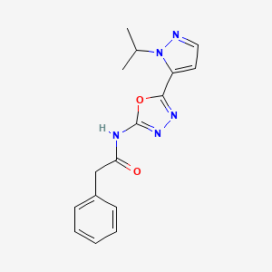 molecular formula C16H17N5O2 B2655354 N-(5-(1-isopropyl-1H-pyrazol-5-yl)-1,3,4-oxadiazol-2-yl)-2-phenylacetamide CAS No. 1172072-03-5