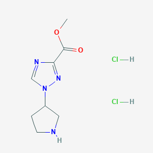 molecular formula C8H14Cl2N4O2 B2655371 Methyl 1-pyrrolidin-3-yl-1,2,4-triazole-3-carboxylate;dihydrochloride CAS No. 2503206-50-4