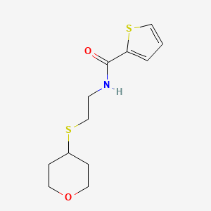 molecular formula C12H17NO2S2 B2655379 N-[2-(oxan-4-ylsulfanyl)ethyl]thiophene-2-carboxamide CAS No. 2034423-83-9