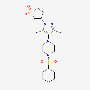 3-(4-(4-(cyclohexylsulfonyl)piperazin-1-yl)-3,5-dimethyl-1H-pyrazol-1-yl)tetrahydrothiophene 1,1-dioxide