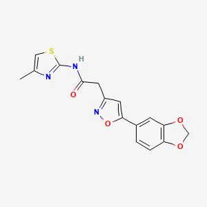 2-(5-(benzo[d][1,3]dioxol-5-yl)isoxazol-3-yl)-N-(4-methylthiazol-2-yl)acetamide