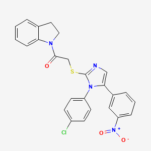 2-((1-(4-chlorophenyl)-5-(3-nitrophenyl)-1H-imidazol-2-yl)thio)-1-(indolin-1-yl)ethanone