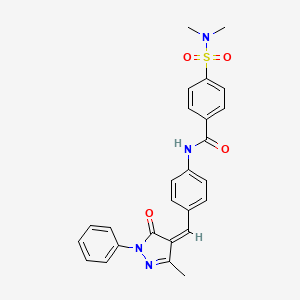 4-(dimethylsulfamoyl)-N-[4-[(Z)-(3-methyl-5-oxo-1-phenylpyrazol-4-ylidene)methyl]phenyl]benzamide