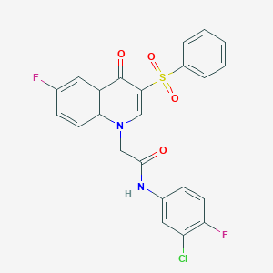 2-[3-(benzenesulfonyl)-6-fluoro-4-oxoquinolin-1-yl]-N-(3-chloro-4-fluorophenyl)acetamide