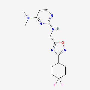 molecular formula C15H20F2N6O B2655434 N2-{[3-(4,4-difluorocyclohexyl)-1,2,4-oxadiazol-5-yl]methyl}-N4,N4-dimethylpyrimidine-2,4-diamine CAS No. 2034336-67-7
