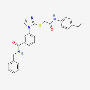 molecular formula C27H26N4O2S B2655467 N-benzyl-3-[2-({[(4-ethylphenyl)carbamoyl]methyl}sulfanyl)-1H-imidazol-1-yl]benzamide CAS No. 1115439-68-3