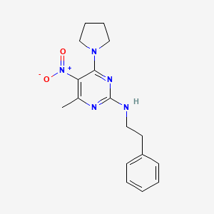 4-methyl-5-nitro-N-phenethyl-6-(pyrrolidin-1-yl)pyrimidin-2-amine