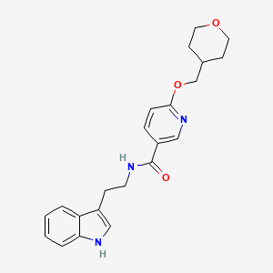 molecular formula C22H25N3O3 B2655556 N-[2-(1H-indol-3-yl)ethyl]-6-[(oxan-4-yl)methoxy]pyridine-3-carboxamide CAS No. 2034364-21-9