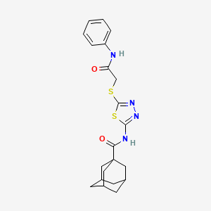 molecular formula C21H24N4O2S2 B2655624 N-(5-{[(phenylcarbamoyl)methyl]sulfanyl}-1,3,4-thiadiazol-2-yl)adamantane-1-carboxamide CAS No. 392290-75-4