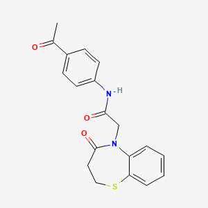 molecular formula C19H18N2O3S B2655650 N-(4-acetylphenyl)-2-(4-oxo-2,3,4,5-tetrahydro-1,5-benzothiazepin-5-yl)acetamide CAS No. 863004-04-0