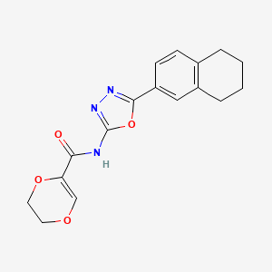 molecular formula C17H17N3O4 B2655682 N-[5-(5,6,7,8-tetrahydronaphthalen-2-yl)-1,3,4-oxadiazol-2-yl]-5,6-dihydro-1,4-dioxine-2-carboxamide CAS No. 851095-95-9