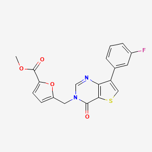 molecular formula C19H13FN2O4S B2655703 methyl 5-((7-(3-fluorophenyl)-4-oxothieno[3,2-d]pyrimidin-3(4H)-yl)methyl)furan-2-carboxylate CAS No. 1105212-01-8