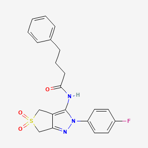 molecular formula C21H20FN3O3S B2655708 N-[2-(4-fluorophenyl)-5,5-dioxo-2H,4H,6H-5lambda6-thieno[3,4-c]pyrazol-3-yl]-4-phenylbutanamide CAS No. 893935-90-5