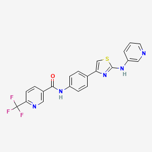 molecular formula C21H14F3N5OS B2655731 N-(4-(2-(pyridin-3-ylamino)thiazol-4-yl)phenyl)-6-(trifluoromethyl)nicotinamide CAS No. 1796947-03-9