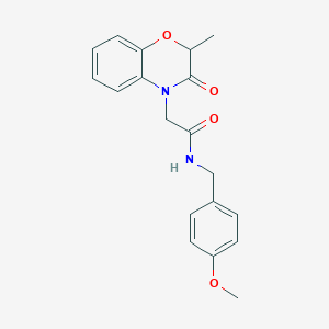 molecular formula C19H20N2O4 B2655736 N-[(4-methoxyphenyl)methyl]-2-(2-methyl-3-oxo-3,4-dihydro-2H-1,4-benzoxazin-4-yl)acetamide CAS No. 606118-87-0