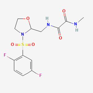molecular formula C13H15F2N3O5S B2655744 N'-{[3-(2,5-difluorobenzenesulfonyl)-1,3-oxazolidin-2-yl]methyl}-N-methylethanediamide CAS No. 868983-78-2