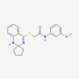 molecular formula C21H23N3O2S B2655808 N-(3-methoxyphenyl)-2-{1'H-spiro[cyclopentane-1,2'-quinazoline]sulfanyl}acetamide CAS No. 894873-40-6