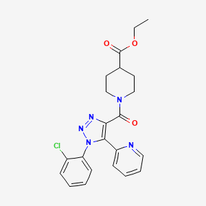 molecular formula C22H22ClN5O3 B2655812 ethyl 1-(1-(2-chlorophenyl)-5-(pyridin-2-yl)-1H-1,2,3-triazole-4-carbonyl)piperidine-4-carboxylate CAS No. 1396869-43-4
