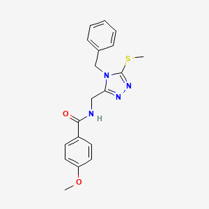 molecular formula C19H20N4O2S B2655885 N-[(4-benzyl-5-methylsulfanyl-1,2,4-triazol-3-yl)methyl]-4-methoxybenzamide CAS No. 476435-12-8