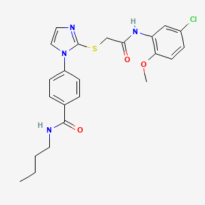 molecular formula C23H25ClN4O3S B2655912 N-butyl-4-[2-({[(5-chloro-2-methoxyphenyl)carbamoyl]methyl}sulfanyl)-1H-imidazol-1-yl]benzamide CAS No. 1206989-45-8